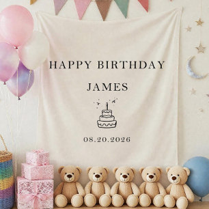 Tenture Bannière de tissu d'anniversaire pour enfants, tis