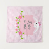 Tenture Bannière de toile de fond d'anniversaire de lapin  (Devant (Horizontal))