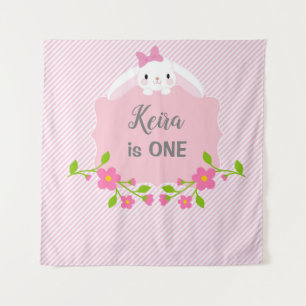 Tenture Bannière de toile de fond d'anniversaire de lapin 