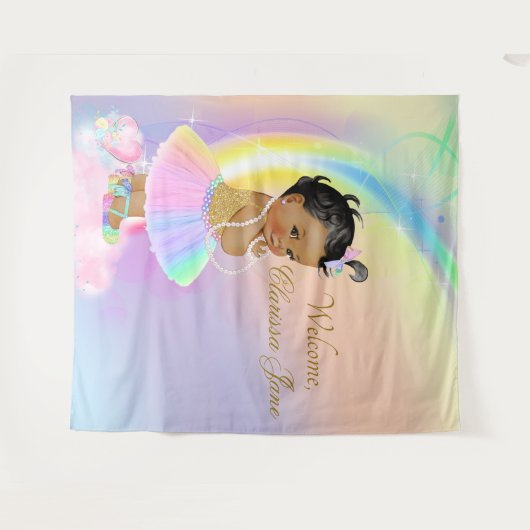 Tenture Bannière de toile de fond de Baby Shower Arc-en-ci (Devant (Horizontal))