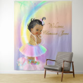 Tenture Bannière de toile de fond de Baby Shower Arc-en-ci (En situation)