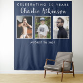 Tenture bannière de toile de fond de collage photo d'anniv (En situation)