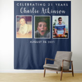 Tenture bannière de toile de fond de collage photo d'anniv (En situation)