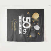 Tenture Bannière de toile de fond de fête noire et dorée (Devant (Horizontal))