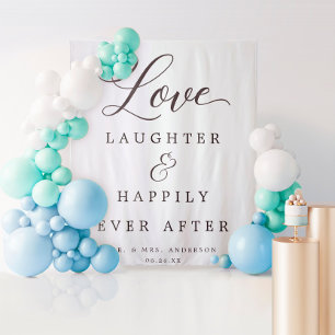 Tenture Bannière de toile de fond de mariage et heureux po