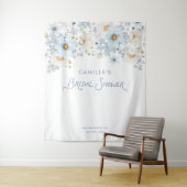 Tenture Bannière de toile de fond de mariage floral bleu (En situation)