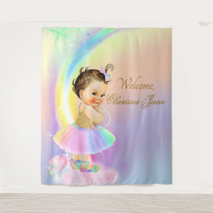 Tenture Bannière de toile de fond pour Baby Shower Arc-en-