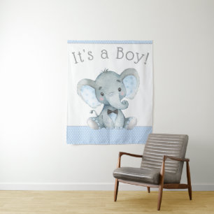 Tenture Bannière de toile de fond pour Baby Shower Éléphan