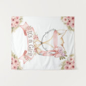 Tenture Bannière de toile de fond pour Baby Shower Fille R (Devant (Horizontal))