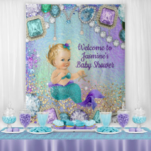Tenture Bannière de toile de fond pour Baby Shower Sirène