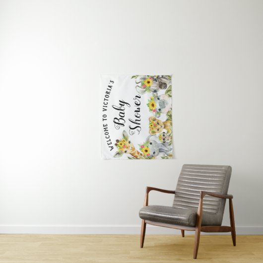 Tenture Bannière de toile de fond pour Baby Shower Sunflow (En situation)