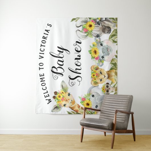 Tenture Bannière de toile de fond pour Baby Shower Sunflow (En situation)