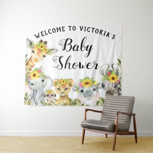 Tenture Bannière de toile de fond pour Baby Shower Sunflow (En situation (horizontale))