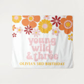 Tenture Bannière de troisième anniversaire Young Wild Flor (Devant (Horizontal))