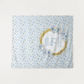 Tenture Bannière élégante de shower de bébé à fleurs bleue (Devant (Horizontal))