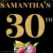 Tenture Bannière en or noir 30e anniversaire sophistiquée