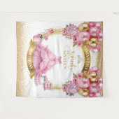 Tenture Bannière en Sweet sixteen rose étincelle en or ros (Devant (Horizontal))