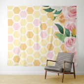 Tenture Bannière florale rose pour le 1er anniversaire de  (En situation (horizontale))