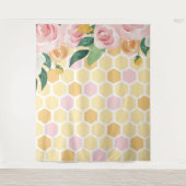 Tenture Bannière florale rose pour le 1er anniversaire de  (Devant)