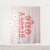 Tenture Bannière Groovy One Retro Daisy Rose pour 1er anni (Devant)