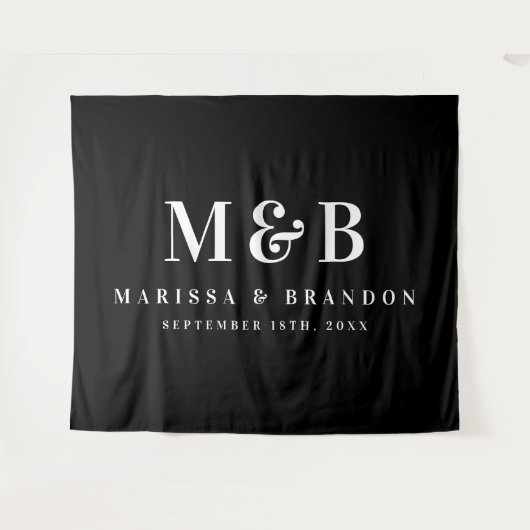 Tenture Bannière Initiales Monogramme Mariage Couple Perso (Devant (Horizontal))