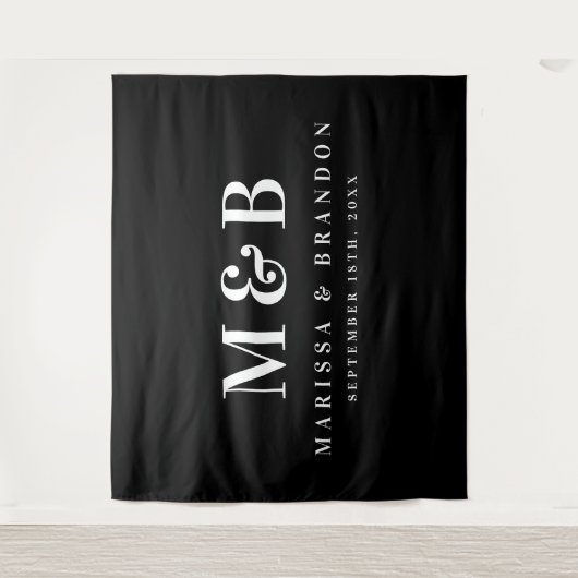 Tenture Bannière Initiales Monogramme Mariage Couple Perso (Devant)