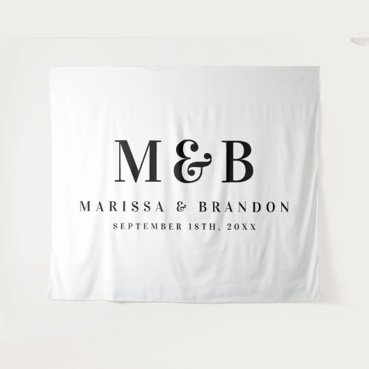Tenture Bannière Initiales Monogramme Mariage Couple Perso (Devant (Horizontal))