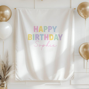 Tenture Bannière Joyeux Anniversaire Pastel Bannière Perso