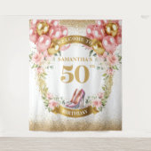 Tenture Bannière Luxe 50e Anniversaire Boho Rose Boho (Devant)