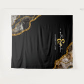 Tenture Bannière Mariage arrière-plan de l'Agate d'or noir (Devant (Horizontal))