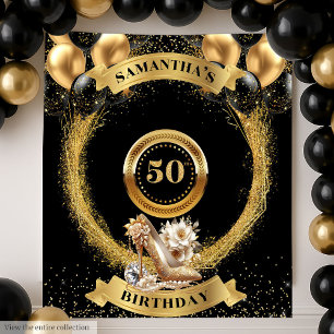 Tenture Bannière moderne 50e anniversaire Noir Noir Noir t