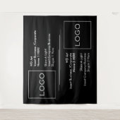 Tenture Bannière noir et blanc avec deux logos d'entrepris (Devant)