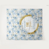 Tenture Bannière Pailletée Or Sweet Sixteen Bleu Pastel Él (Devant (Horizontal))