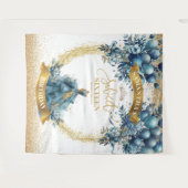 Tenture Bannière Parties scintillant or bleu Sweet sixteen (Devant (Horizontal))