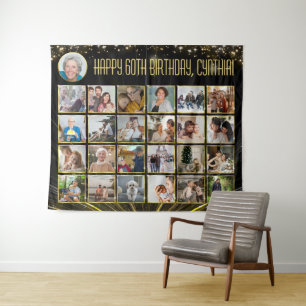 Tenture Bannière personnalisée d'anniversaire, collage pho