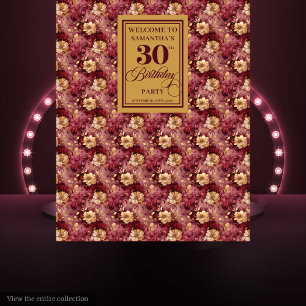 Tenture Bannière Romantique Bourgogne Blush Gold 30th Birt