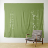 Tenture Bannières de fond de mariage de calligraphie verte (En situation (horizontale))