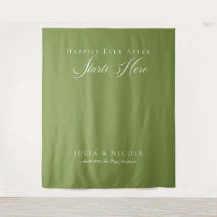 Tenture Bannières de fond de mariage de calligraphie verte