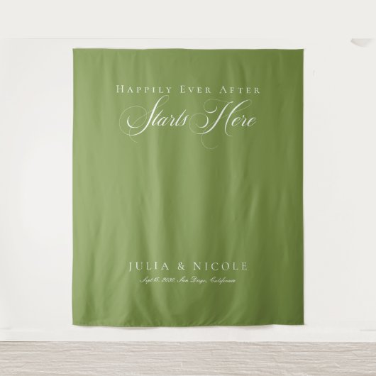 Tenture Bannières de fond de mariage de calligraphie verte (Devant)