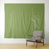 Tenture Bannières de fond de mariage de calligraphie verte (En situation (horizontale))