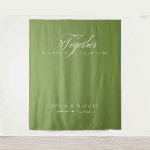 Tenture Bannières de fond de mariage de calligraphie verte