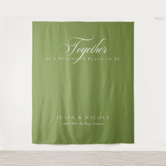 Tenture Bannières de fond de mariage de calligraphie verte (Devant)
