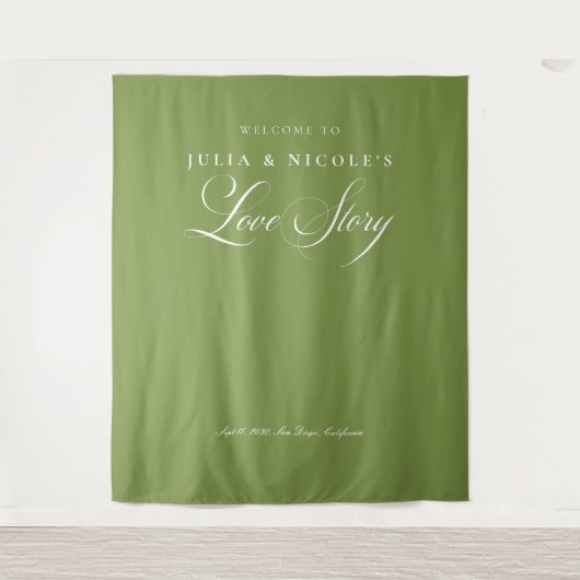 Tenture Bannières de fond de mariage de calligraphie verte (Devant)