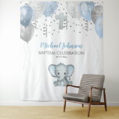 Tenture Baptême à l'aquarelle Ballons Éléphant (En situation)