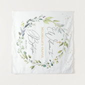 Tenture Baptême Bébé Héraldique Eucalyptus (Devant (Horizontal))