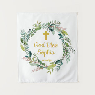 Tenture Baptême Cadre Décorations Fille Garçon Dieu Béni