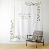 Tenture Baptême Christening Green Photo Booth Backdrop (En situation)