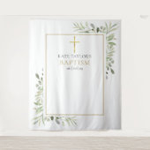 Tenture Baptême Christening Green Photo Booth Backdrop (Devant)