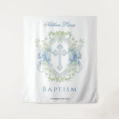 Tenture Baptême Croix Crest Verdure Baby Boy (Devant)