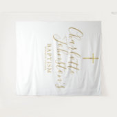 Tenture Baptême Décor de fond de photo en or écriture (Devant (Horizontal))